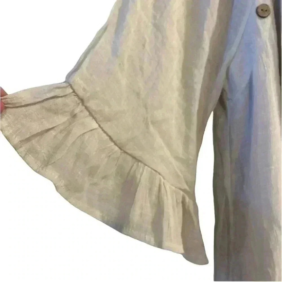 Naif Crinkle 3/4 Sleeve Ruffle cottagecore boho Shift Dress- Beige/off-white M - Picture 5 of 12